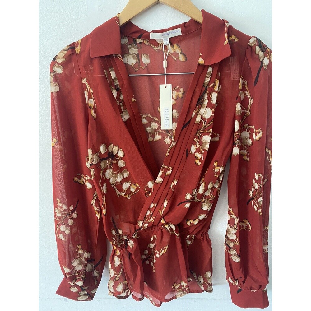 lavender brown red Multicolor blouse Women’s Size S  NWT